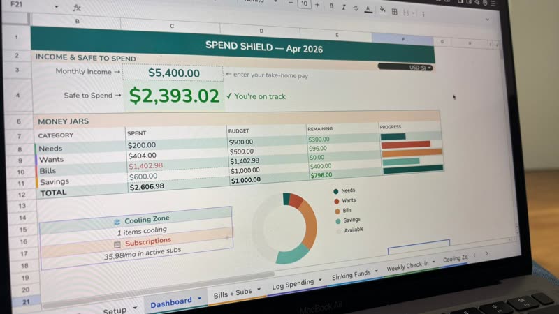 Spend Shield dashboard on MacBook