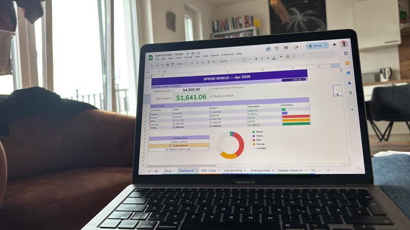 Spend Shield teal theme on laptop